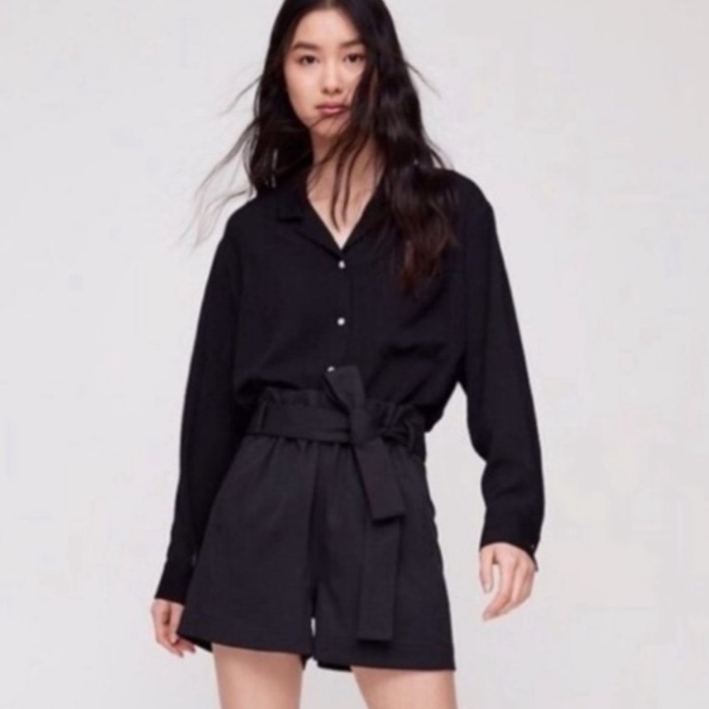 Wilfred Black Paper Bag High Waisted Shorts